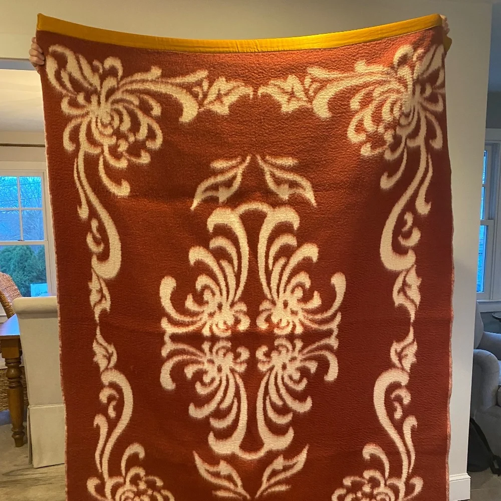 Antique Chinese Shancha Camellia Wool Blanket 58